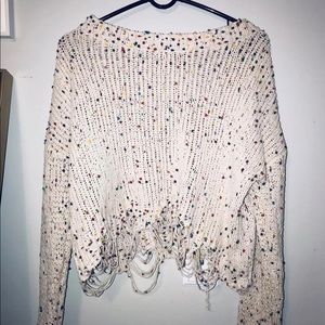 Trendy Distressed Cropped Sweater
